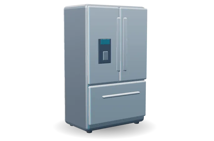 Refrigeradora en 3D sobre plataforma giratoria